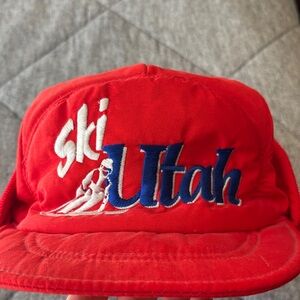 Ski Utah Embroidered Red Vintage Ski Cap